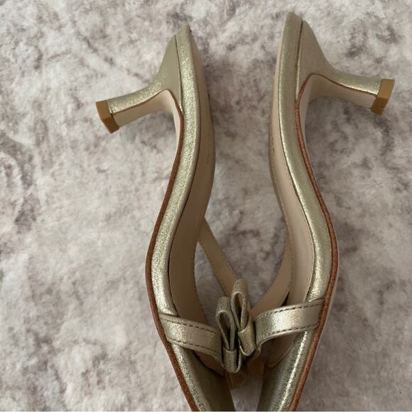 Pelle Moda Jadine Low Heeled Sandals Gold Metallic Size 5.5 New - Picture 6 of 11